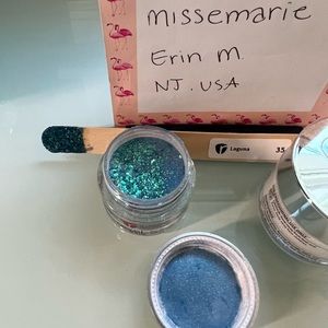 Revel Nail Dip Powder Laguna blue shimmer base with aqua glitters Mermaid Nails